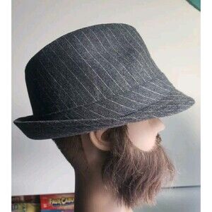Granule Men's  Gray Black Pinstriped  Fedora Hat